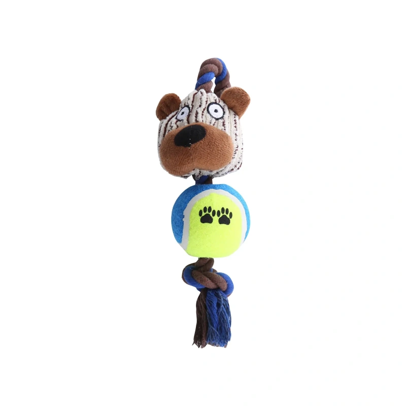 Dog Toy Corduroy Tennis Ball Cotton Rope Dog Teething Interactive Pet Dog Toy