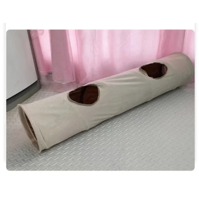 Pet Cat Toys Big Long Cat Tunnel with Ball Foldable Suede Material Funny Cat Toys 120cm Dia 25cm Kitten Play 2 Hole Pet Supplies