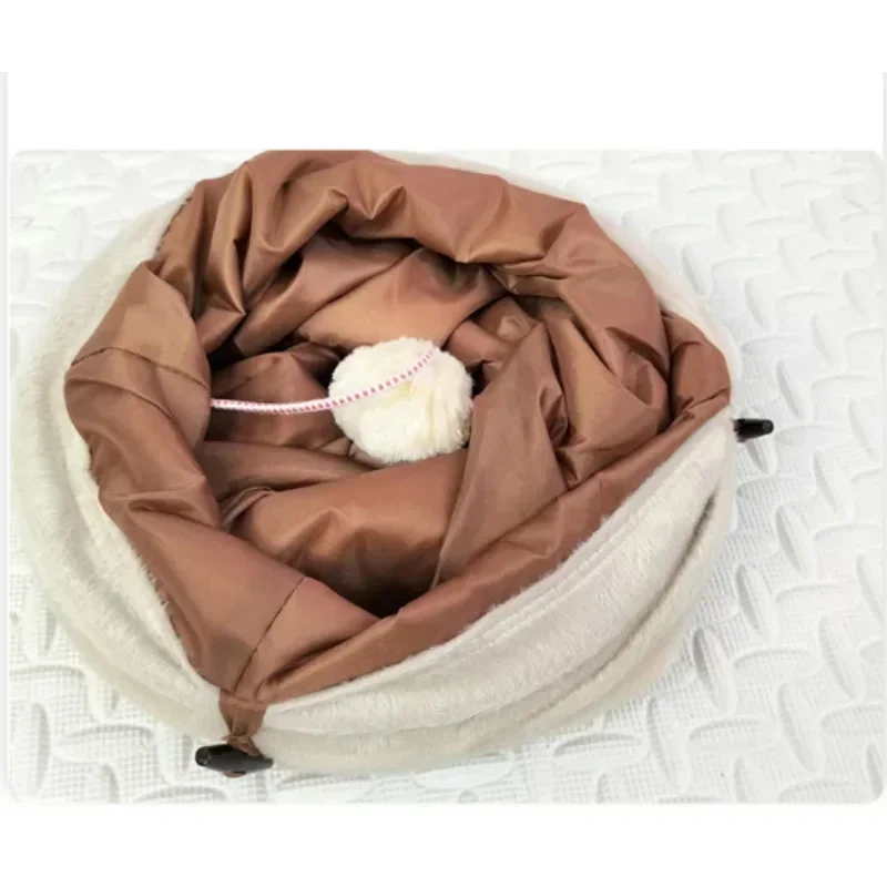 Pet Cat Toys Big Long Cat Tunnel with Ball Foldable Suede Material Funny Cat Toys 120cm Dia 25cm Kitten Play 2 Hole Pet Supplies