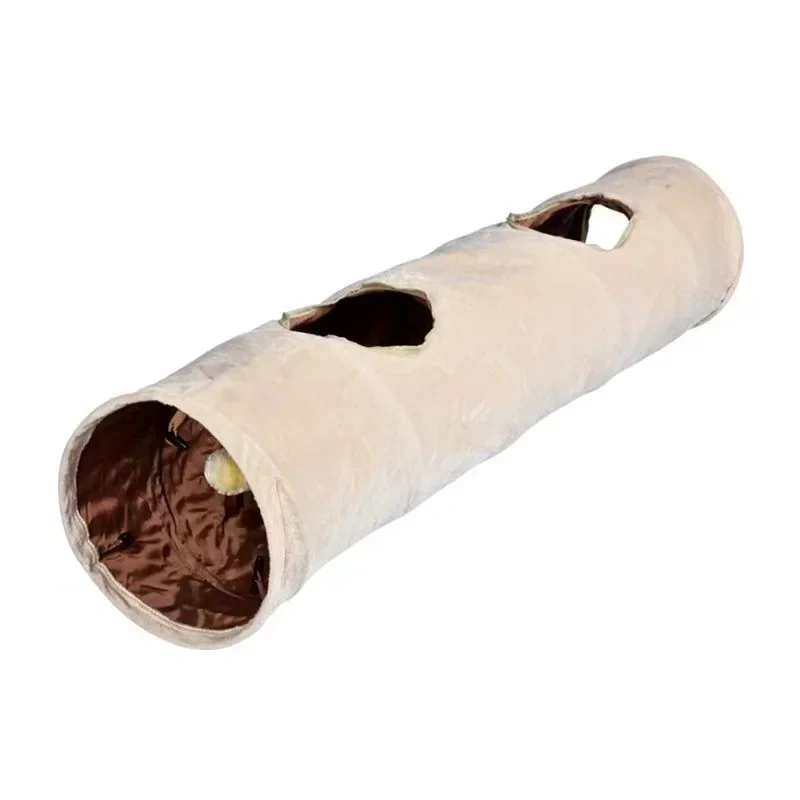 Pet Cat Toys Big Long Cat Tunnel with Ball Foldable Suede Material Funny Cat Toys 120cm Dia 25cm Kitten Play 2 Hole Pet Supplies