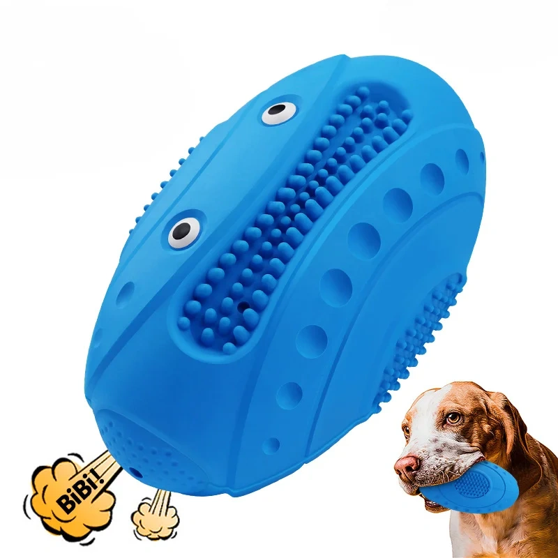 Sounding Rugby Pet Toy Natural Rubber Teething Toy Bite-resistant Tooth-cleaning Chewing Dog Toy