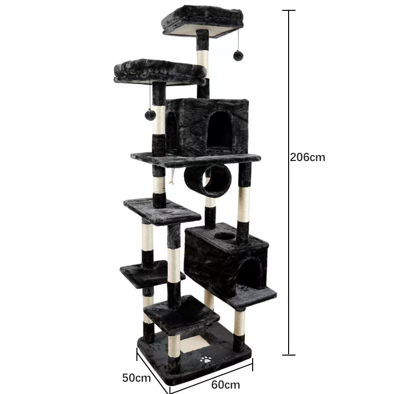 Cat Tree House, One-piece Wooden with Pillow, Soft and Comfortable Cat Climbing Frame, Pet Cat Scratching Post Toy
