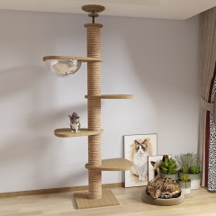 Solid Wood Cat Climbing Frame Adjustable Height Cat Tree Multi Tier Cats Trees Scratching Pet Condo Large Outdoor Climbing Tower