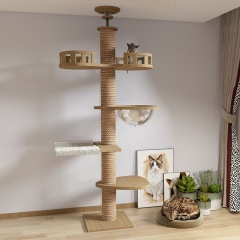 Solid Wood Cat Climbing Frame Adjustable Height Cat Tree Multi Tier Cats Trees Scratching Pet Condo Large Outdoor Climbing Tower
