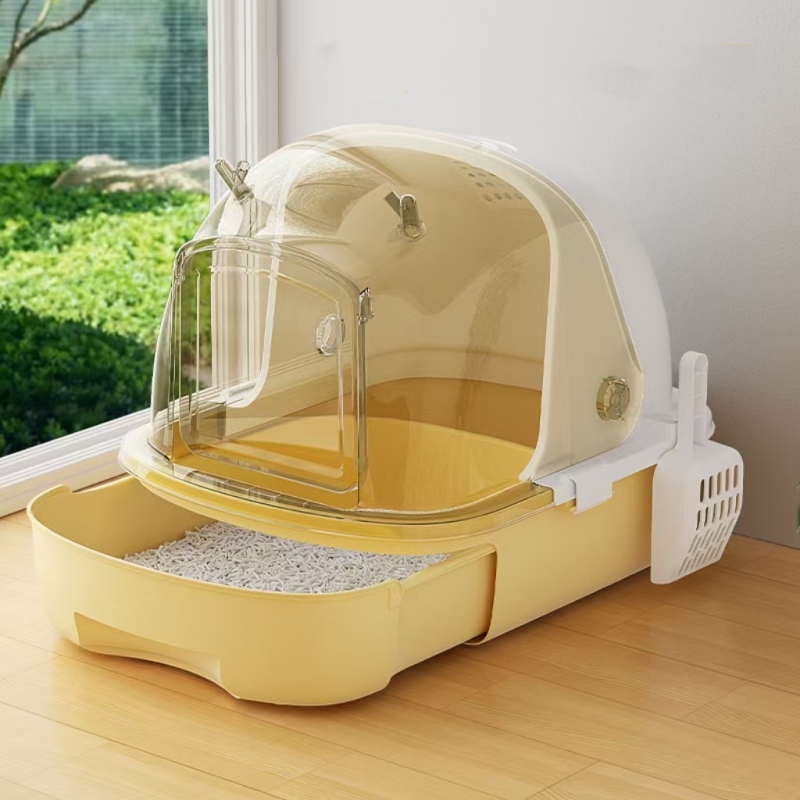 Warming Cat Litter Box Oversized Enclosed Cat Toilet Cat Poop Box Drawer Style Flip Cover Splash Proof And Odor Proof Supply