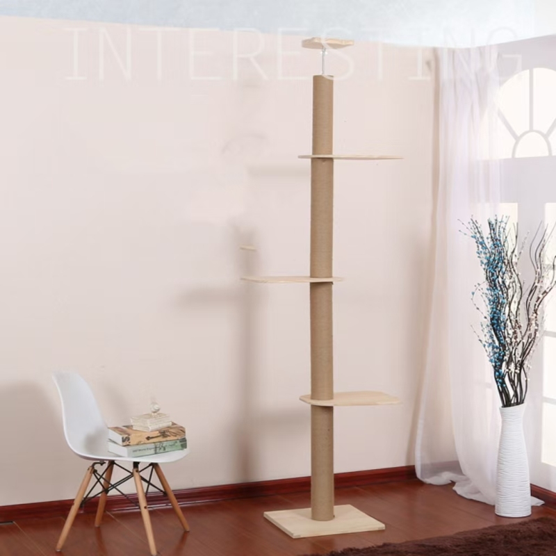 Floor to Ceiling Cat Scratcher Tree Modern Cat Frame Condo Pet Toy Furniture Set Cat Tower Tree