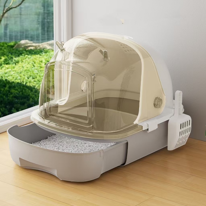 Warming Cat Litter Box Oversized Enclosed Cat Toilet Cat Poop Box Drawer Style Flip Cover Splash Proof And Odor Proof Supply