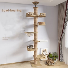 Solid Wood Cat Climbing Frame Adjustable Height Cat Tree Multi Tier Cats Trees Scratching Pet Condo Large Outdoor Climbing Tower