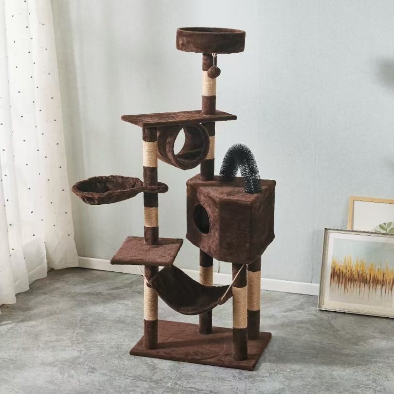 Large Cat Tree Tower with Multiple Hamocks, Scratch Tower, Villa Training Aids, Furniture, Pet Products Supplies