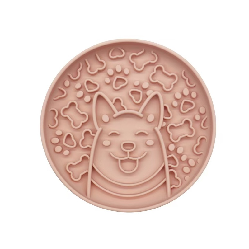 New pet slow food cat and dog bowl with suction cup silicone dog bowl