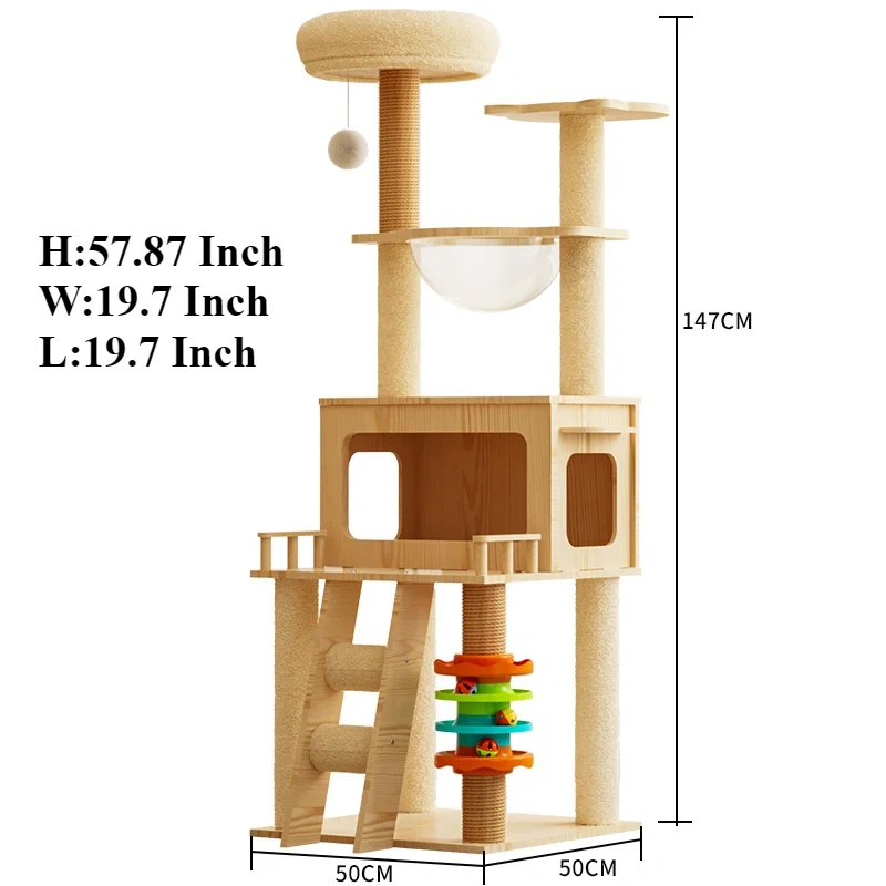 JIABINFU Cat Tree Sisal Rope Cat Tower Cat Scrapers Scratching Post for Cats Toys,Grinding Paws Multi-Level Cat Climbing Frame