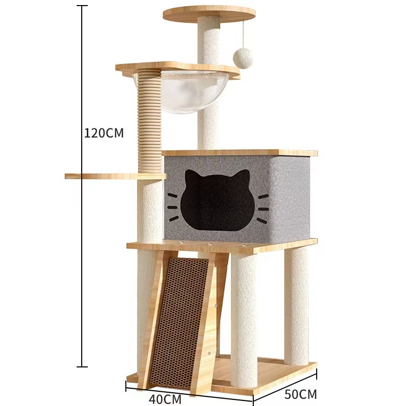 Cat Tree Sisal Rope Cat Tower Cat Scrapers Scratching Post for Cats Toys,Grinding Paws Multi-Level Cat Climbing Frame
