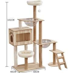 JIABINFU Cat Tree Sisal Rope Cat Tower Cat Scrapers Scratching Post for Cats Toys,Grinding Paws Multi-Level Cat Climbing Frame