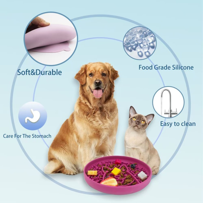 New pet slow food cat and dog bowl with suction cup silicone dog bowl