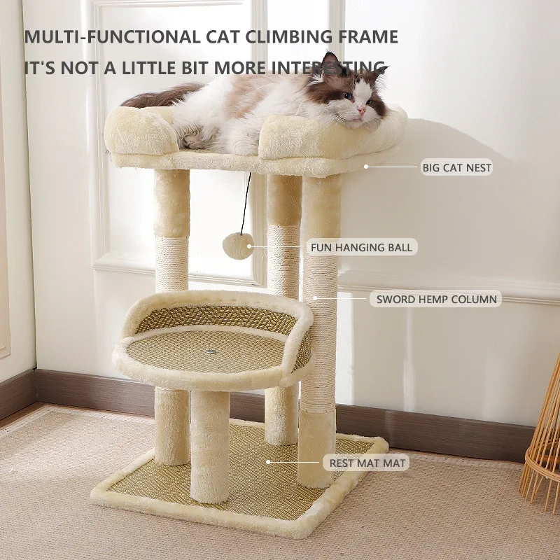 Sisal cat climbing frame cat scratching post four seasons universal villa jumping small apartment integrated multi-layer