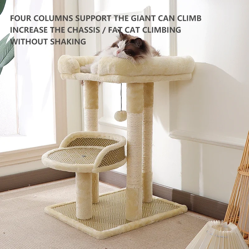 Sisal cat climbing frame cat scratching post four seasons universal villa jumping small apartment integrated multi-layer