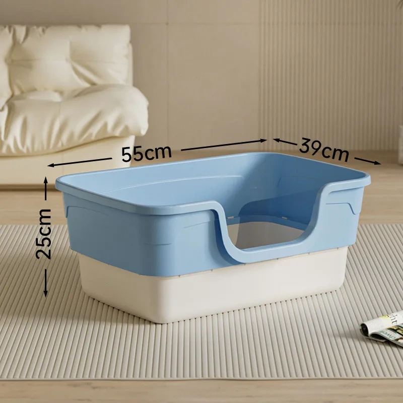 Cat litter box oversized splash-proof semi-closed open cat toilet extra large kitten litter box cat supplies