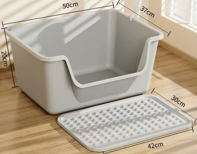 Cats Litter Box Large Capacity Semi-closed Anti-Splash Cats Toilet Bedpan Plastic Big Mac Oversized Cat Tray Bedpan Pet Supplies