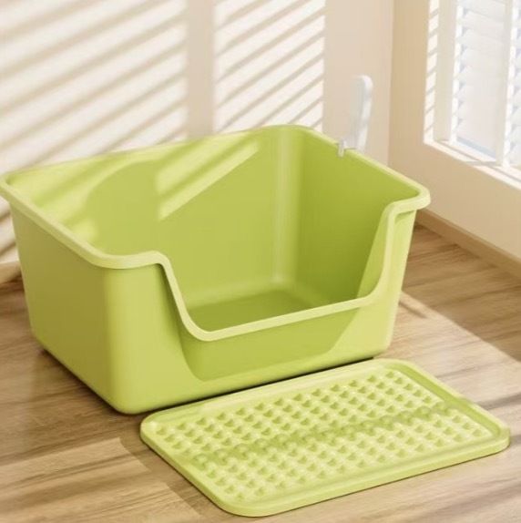 Cats Litter Box Large Capacity Semi-closed Anti-Splash Cats Toilet Bedpan Plastic Big Mac Oversized Cat Tray Bedpan Pet Supplies