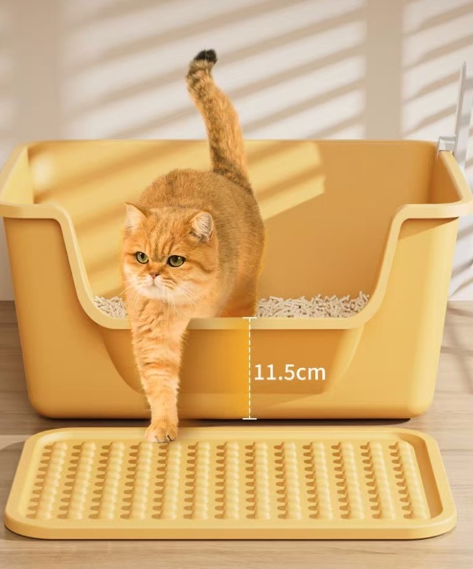 Cats Litter Box Large Capacity Semi-closed Anti-Splash Cats Toilet Bedpan Plastic Big Mac Oversized Cat Tray Bedpan Pet Supplies