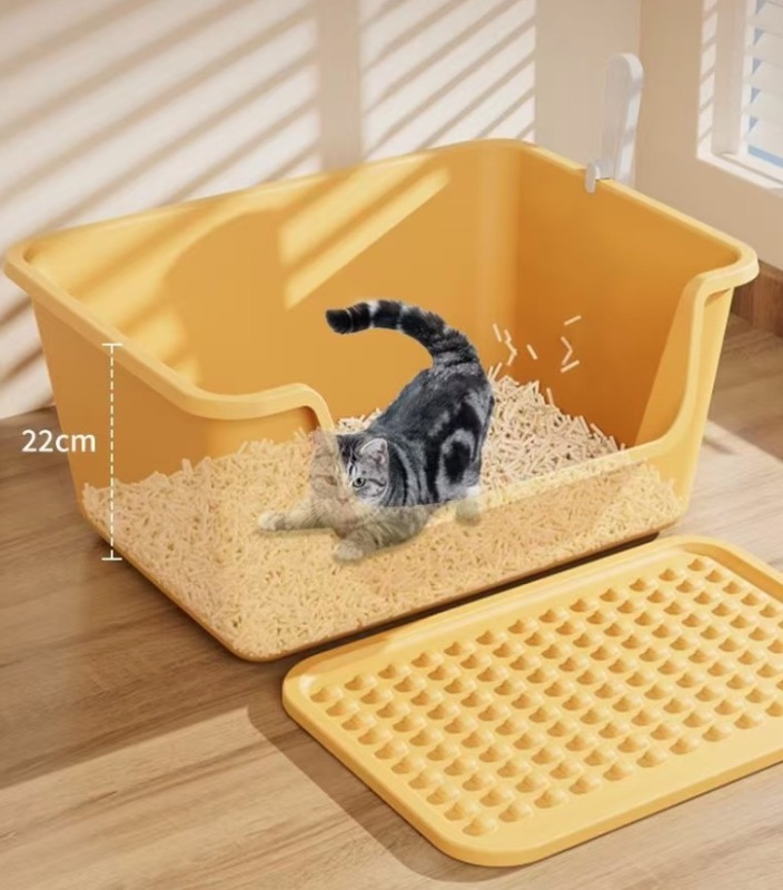Cats Litter Box Large Capacity Semi-closed Anti-Splash Cats Toilet Bedpan Plastic Big Mac Oversized Cat Tray Bedpan Pet Supplies