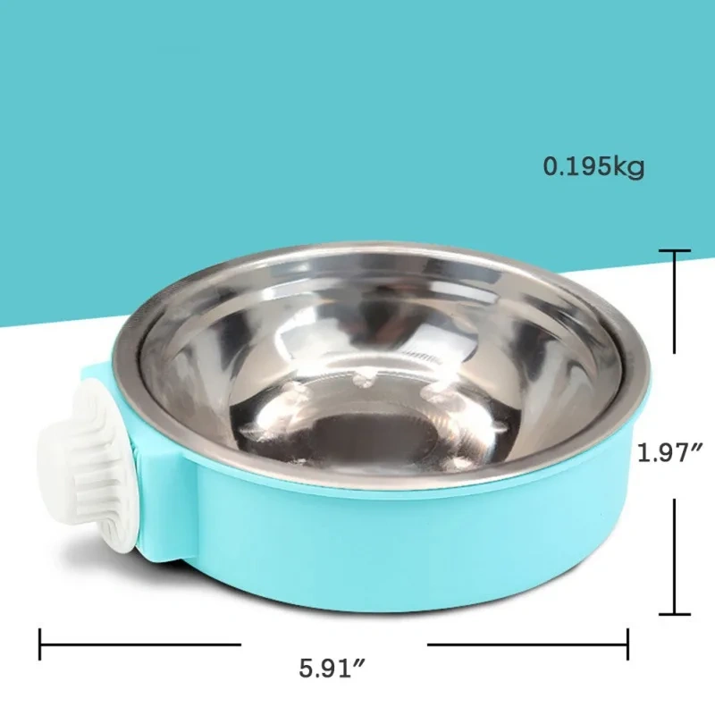 Crate Dog Bowl Removable Stainless Steel Pet Kennel Hanging Food Water Feeder Bowl Cage Cup for Puppy Cat Rabbit Ferret Birds