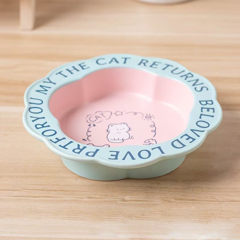 Persian Cat Bowl Anti-Black Chin Cat Canned Food Ceramic Bowl Small Dog Food Bowl With Wooden Shelf Anti-Knockover Water Cup