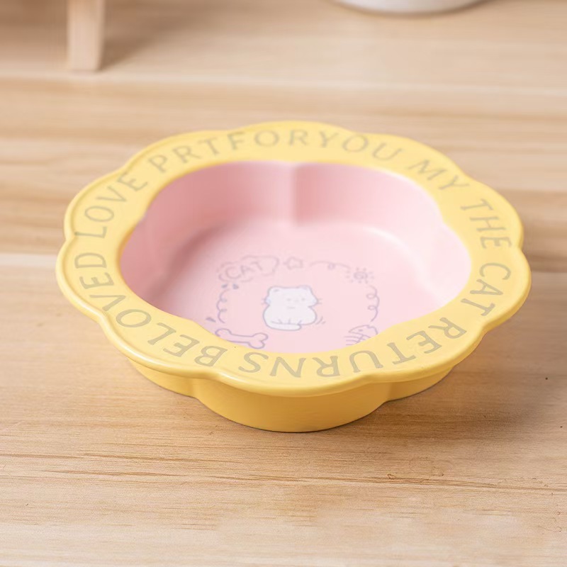 Persian Cat Bowl Anti-Black Chin Cat Canned Food Ceramic Bowl Small Dog Food Bowl With Wooden Shelf Anti-Knockover Water Cup
