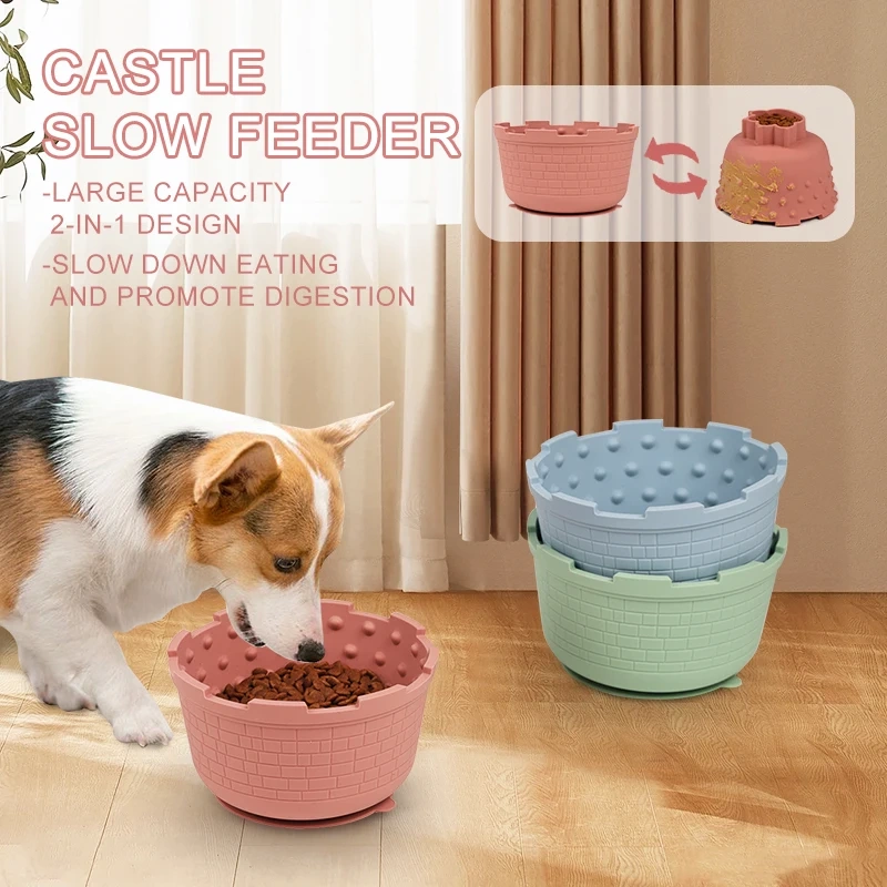BPA Free Silicone Dog Slow Feeder Lick Bowl, Anxiety Relief Dog Licking Mat Treat Dispenser, Non-Slip Slow Eating Dog Lick Bowl
