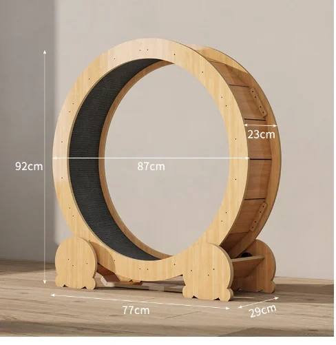 OEM Custom Silent Exercise Running Wheel Climbing Frame Wooden Fiberboard Cat Toy Anti-depression Cat Treadmill