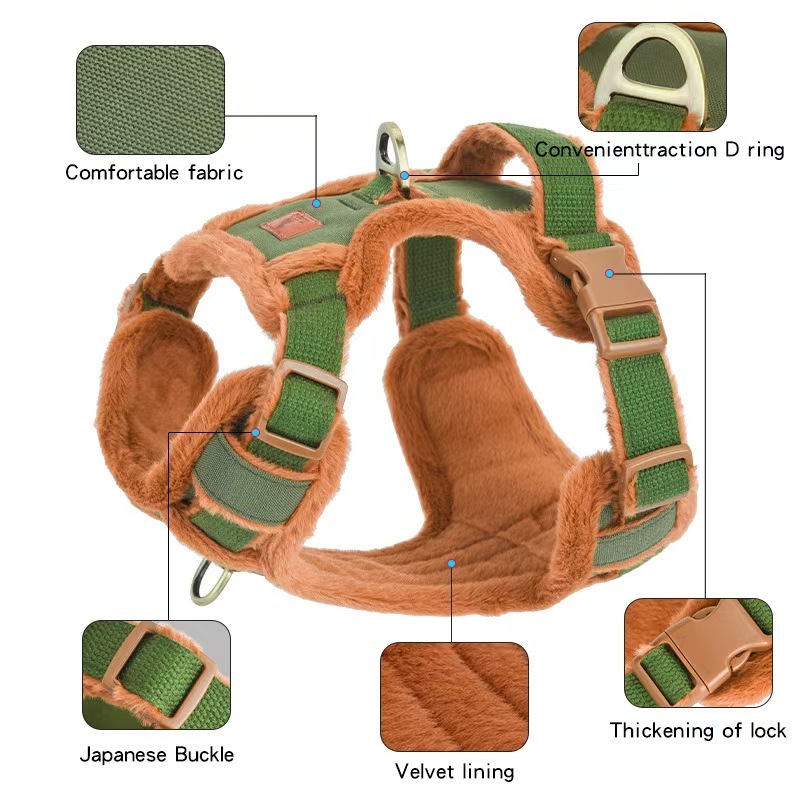 New dog plush warm I-shaped vest harness