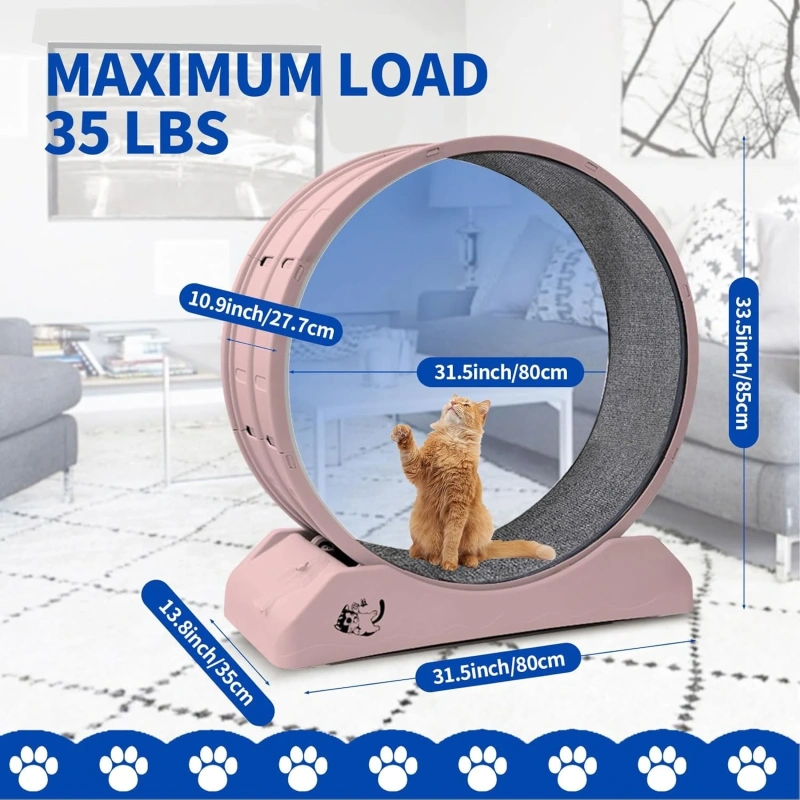 Cat Exercise Wheel Cat Wheels for Indoor Cats,Cat Treadmill Wheel Exerciser with Carpeted Runway, Cat Running Wheel