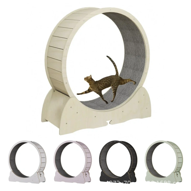 Cat Treadmill PINK Interactive Pet Tread Exercise Running Wheel Solid Wood Cat Fiberboard Pet Treadmill for Cats