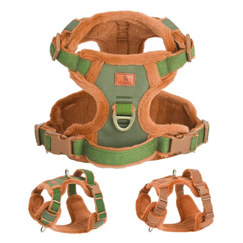 New dog plush warm I-shaped vest harness