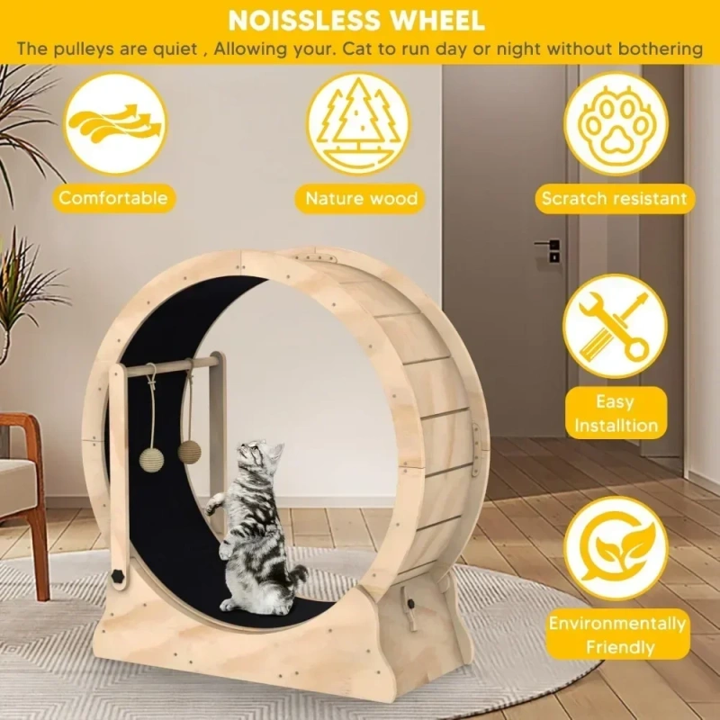With Carpeted Runway and Cat Teaser Pet Toy Accessories Things Products,Toys for Cats Cat Running Wheel Treadmill