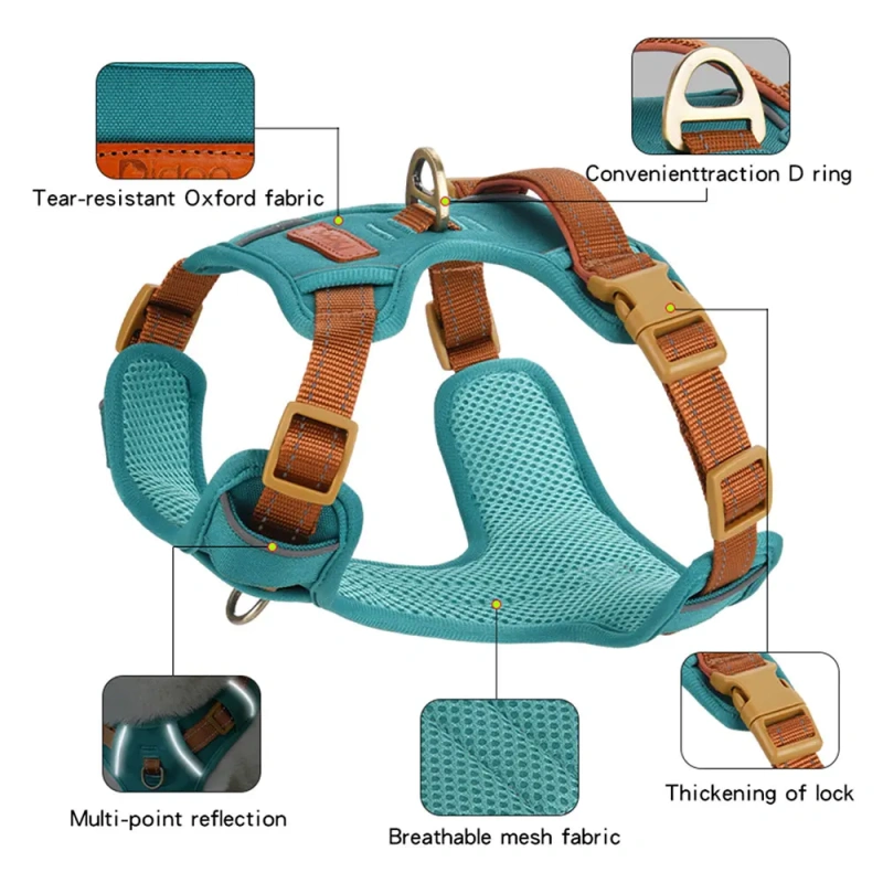 HP308 1pc Reflective Durable Pet Harness，Adjustable webbing make the harness Well-fitting for dogs，Soft and Breathable Mesh unde