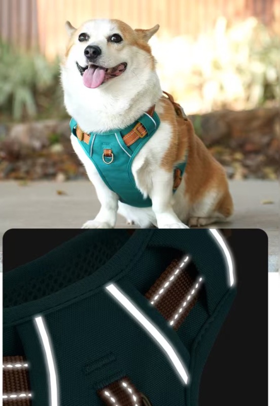 1pc Reflective Durable Pet Harness，Adjustable webbing make the harness Well-fitting for dogs，Soft and Breathable Mesh unde