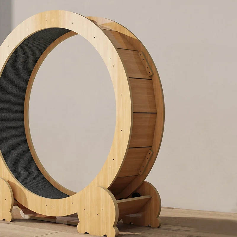 OEM Custom Silent Exercise Running Wheel Climbing Frame Wooden Fiberboard Cat Toy Anti-depression Cat Treadmill
