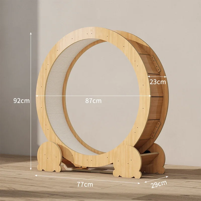 OEM Custom Silent Exercise Running Wheel Climbing Frame Wooden Fiberboard Cat Toy Anti-depression Cat Treadmill