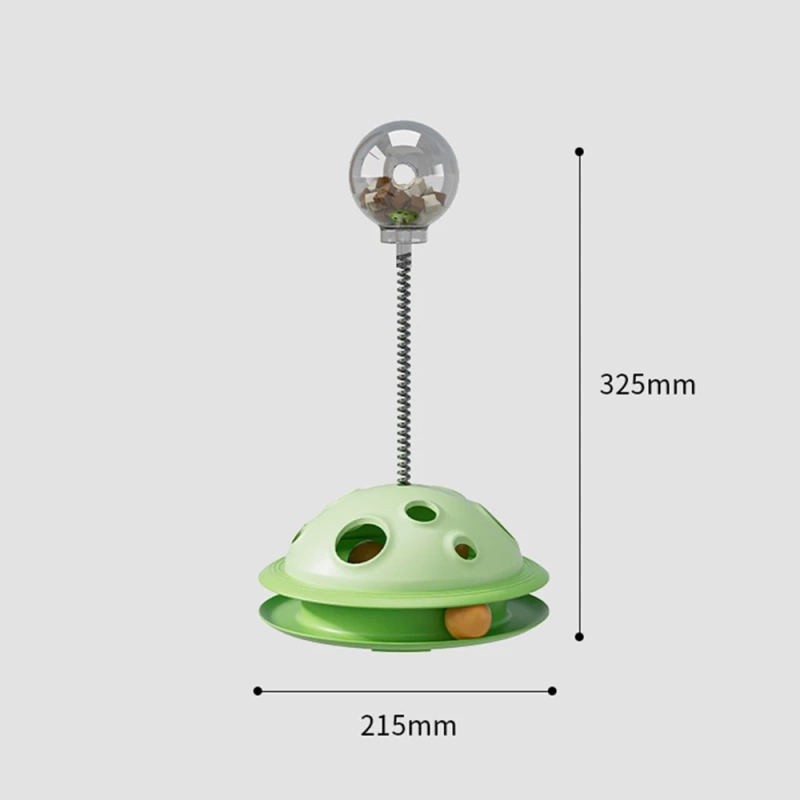 Rotating Leakage Food Feeder Toy Plastic Cat Turntable Spring Funny Cat Stick Indoor Kitten Interactive Amusement Track Ball