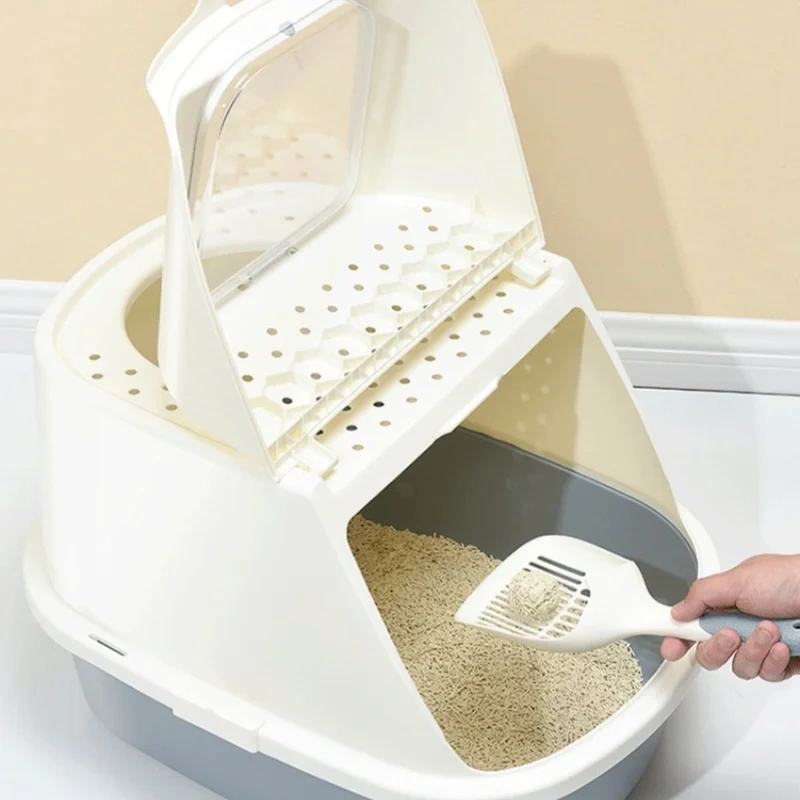 Ark Cat Litter Box Fullyenclosed Clamshell Forwardejector Anti-Splash Cat Toilet Large Cat Litter Box
