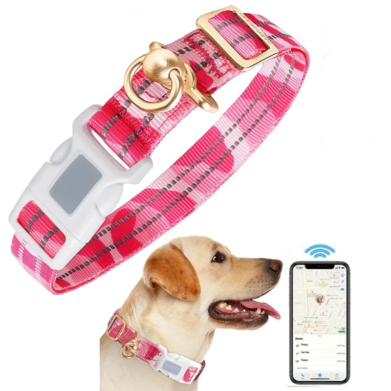 New Airtag Dog Collar Silicone Cover Anti Lost Pet Collar Nylon Reflective 360 ° Anti Entanglement for Medium Large Dogs