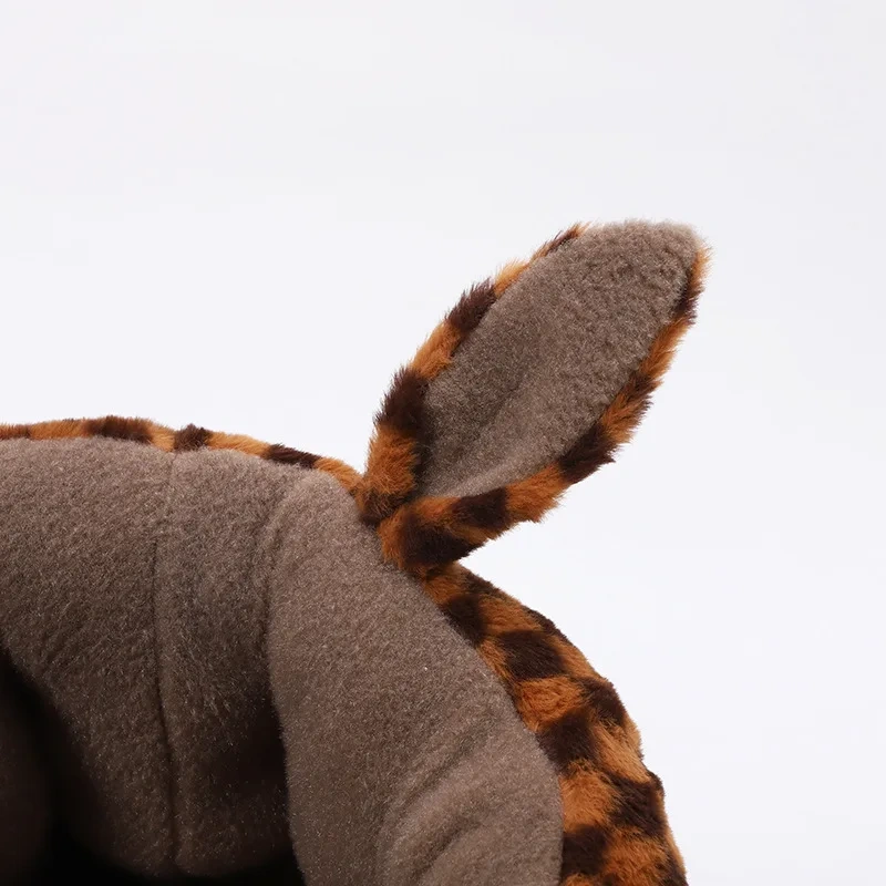 Winter Warm Small Dog Sleeping Bed Cute Rabbit Ear Cat Nest Furry Puppy Kennel Cozy and Soft Semi Closed Indoor Kitten House