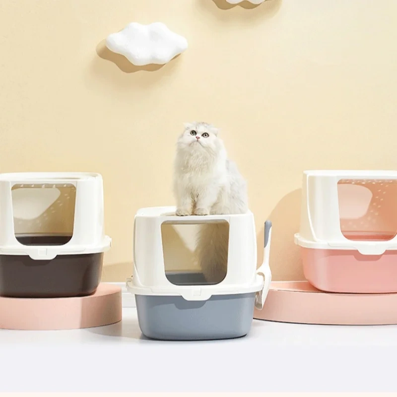 Ark Cat Litter Box Fullyenclosed Clamshell Forwardejector Anti-Splash Cat Toilet Large Cat Litter Box