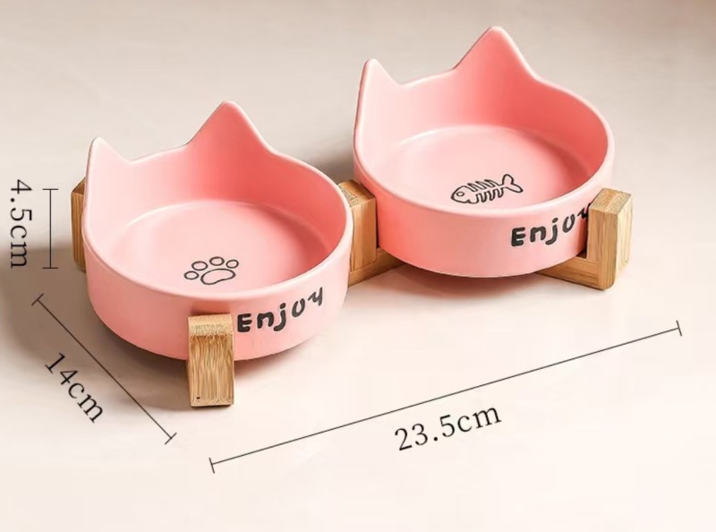 Wholesale new ceramic cat ear pet feeding bowl anti-tip