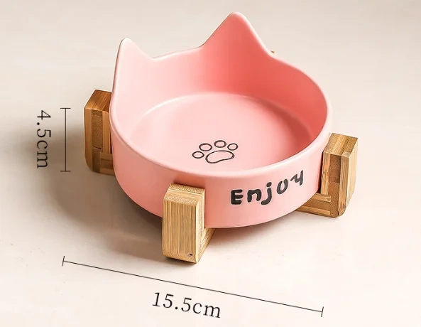 Wholesale new ceramic cat ear pet feeding bowl anti-tip