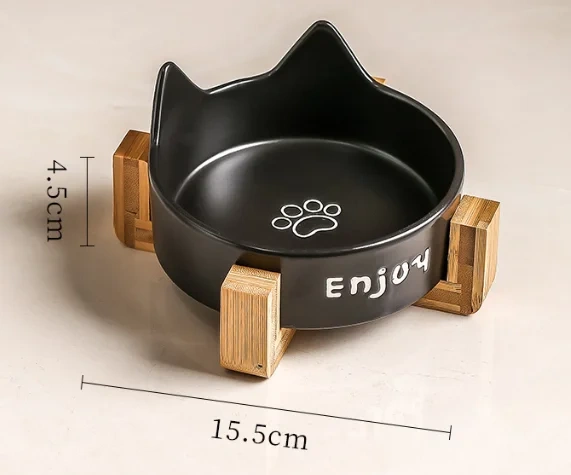 Wholesale new ceramic cat ear pet feeding bowl anti-tip