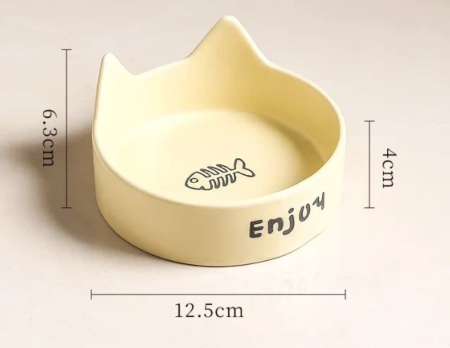 Wholesale new ceramic cat ear pet feeding bowl anti-tip