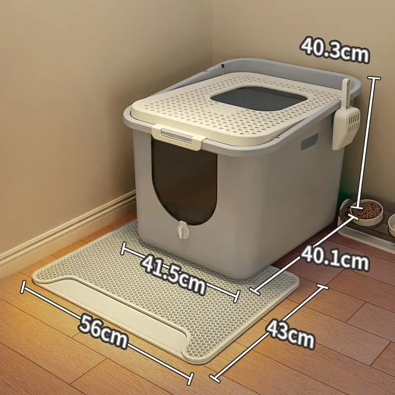 Large Top Entry Cat Litter Box with Cat Litter Scoop Oval