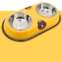 Stainless Steel Pet Feeding Double Bowls Anti Ants Portable Dog Feeder Dispenser Anti Knock Detachable Pet Food Water Feeder